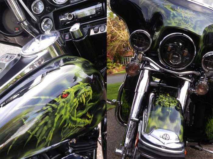 Glare Polish on Harley Close-up