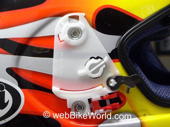 Complicated Arai visor lifting mechanism