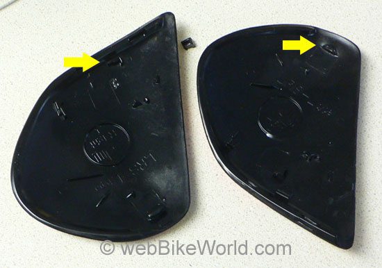 Broken Arai helmet visor parts.