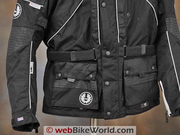 British Motorcycle Gear BMG Discovery Jacket - Lower Front, Jacket Pockets