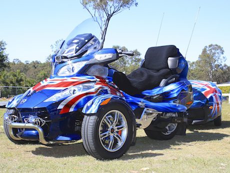 John and Rose England's patriotic Can-Am Spyder and trailer