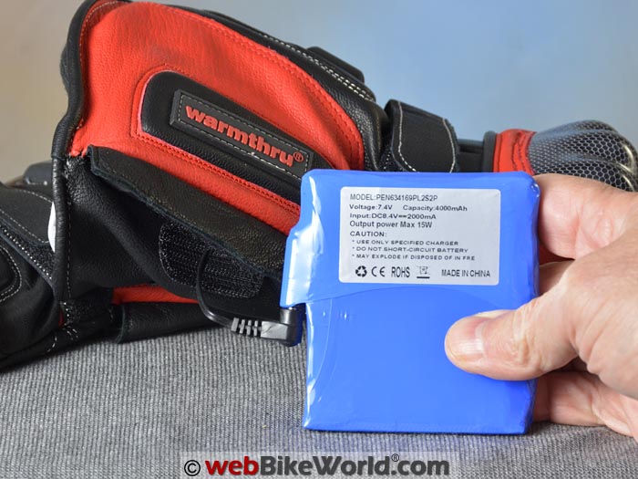 Warmthru Heated Motorcycle Gloves Battery Pack