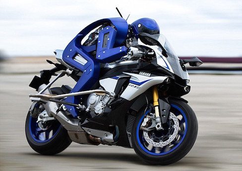 Yamaha Motobot, a robot that rides a motorcycle tests self balancing autonomous