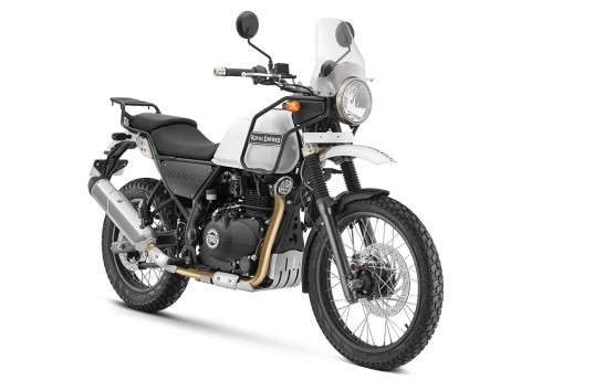 Royal Enfield Himalayan in snow whitei