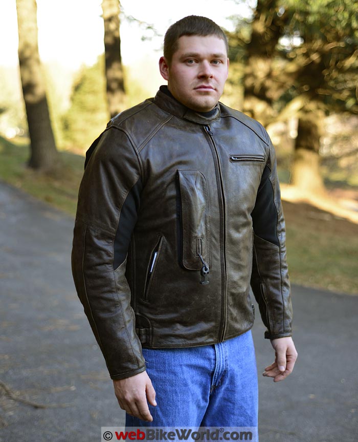 Helite Leather Airbag Jacket Front Quarter View