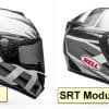 Comparison photo showing the SRT vs SRT Modular Bell helmets.