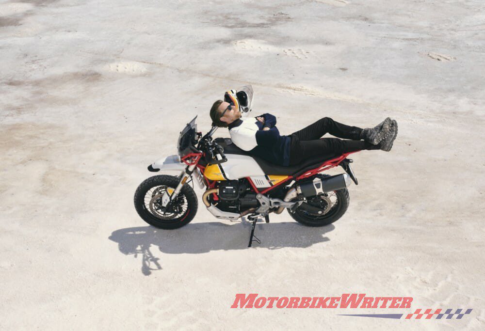 Ewan McGregor Moto Guzzi V85TT Long Way Up on Moto Guzzi and Triumph