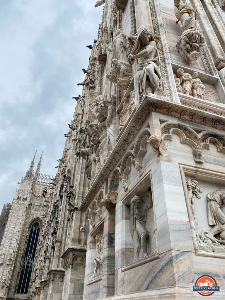 Stunning sculpture on the Duomo Cathedral in Milan, Italy.