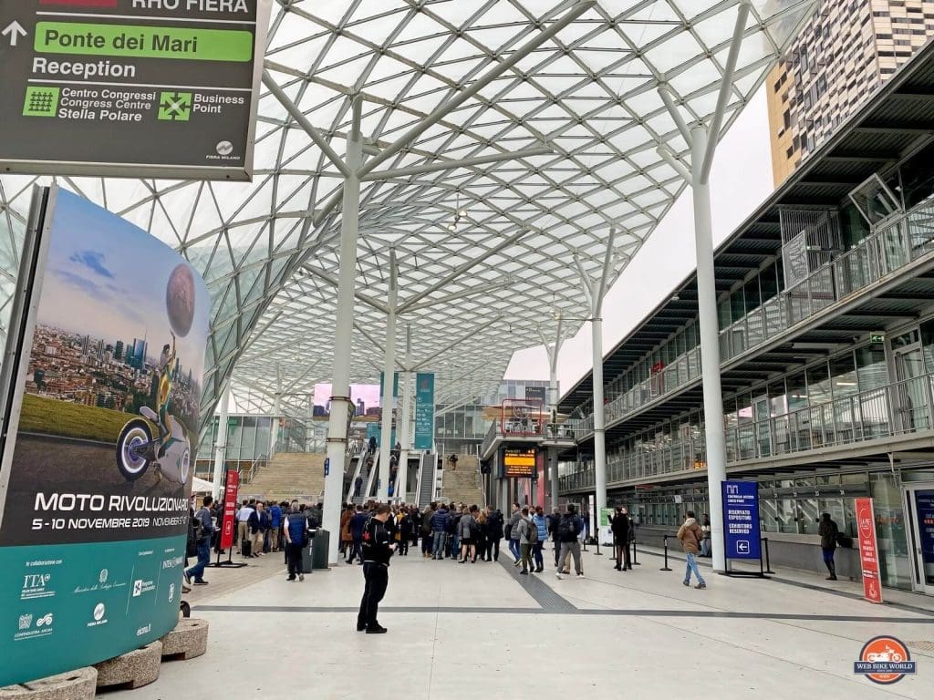The entrance to Rho Fiera where EICMA 2019 was held.