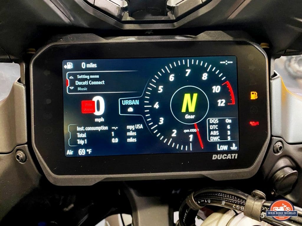 The new dash from the 2021 Ducati Multistrada V4S.