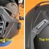 Chin guard vent and top intake vents on Viaggo Parlare helmet