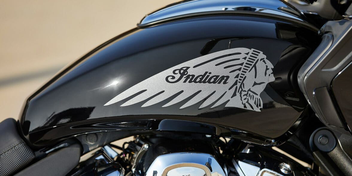 An Indian Challenger With the company logo on the gas tank
