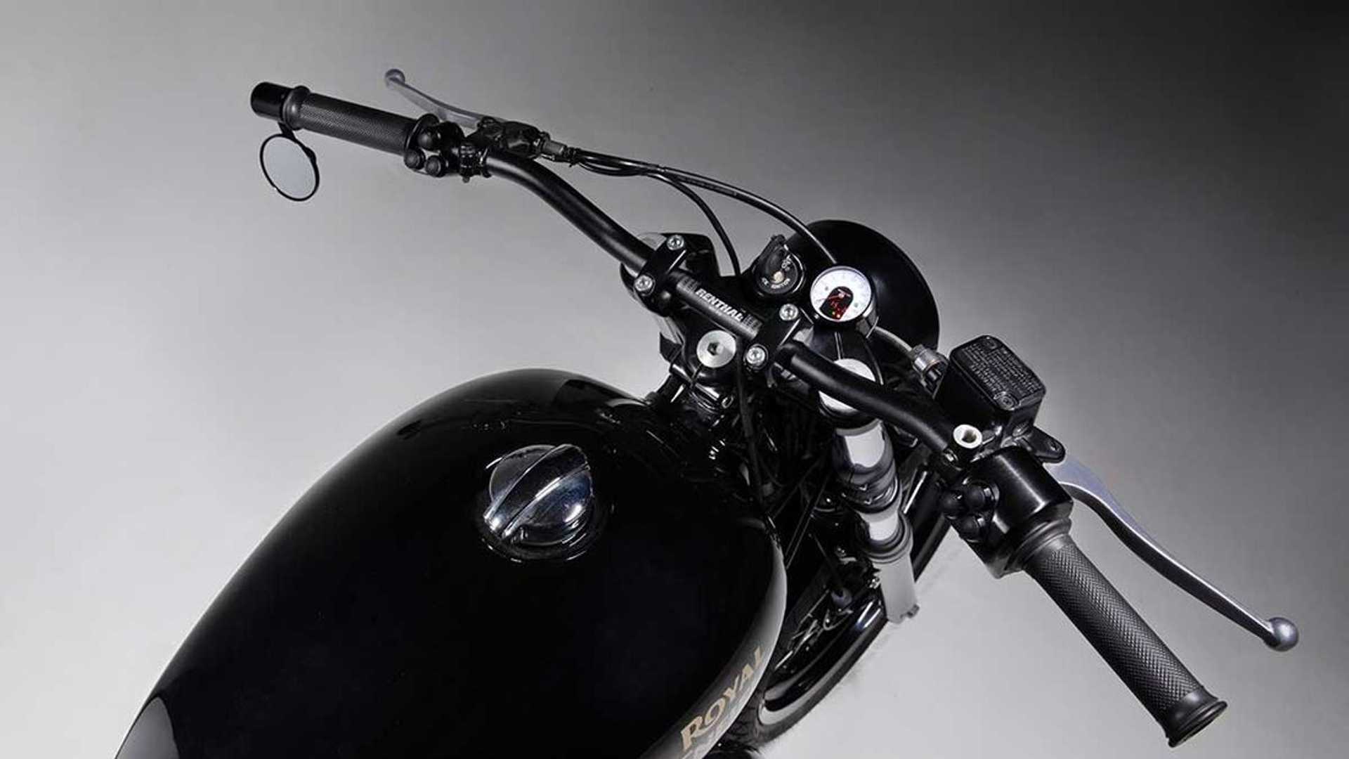 A view of the handlebars available in a kit from Bad Winners for Royal Enfield Twins