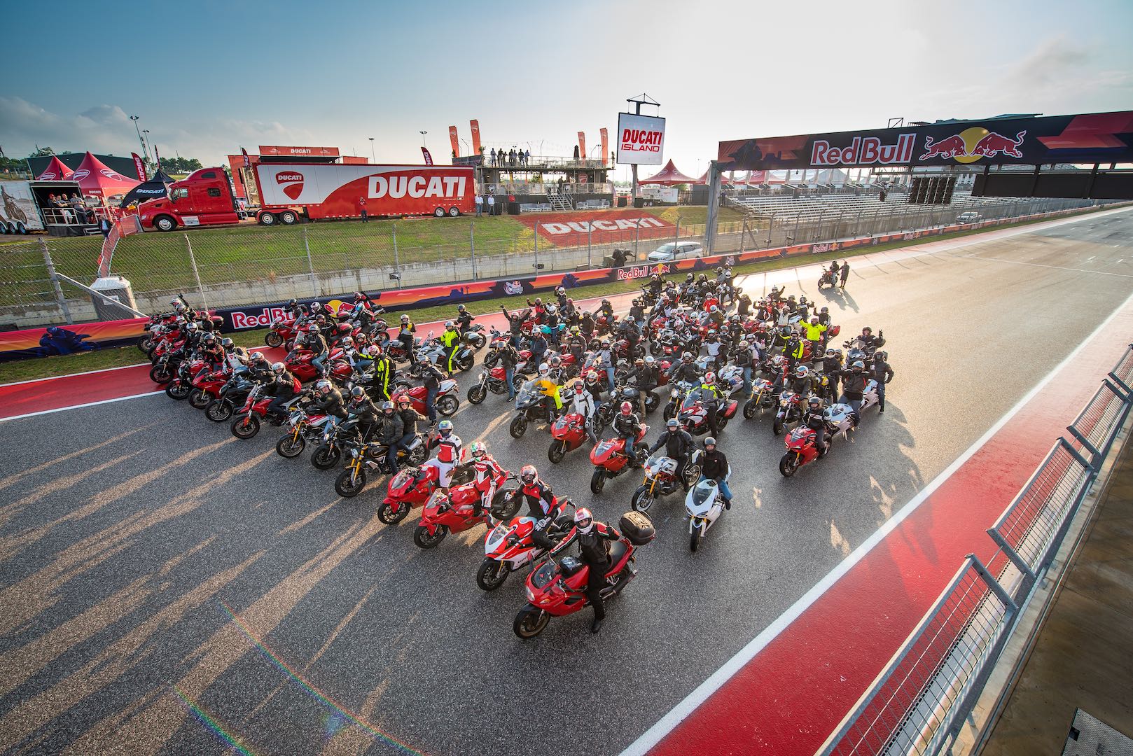A lineup of Ducati riders at the 2019 Ducati Island Experience