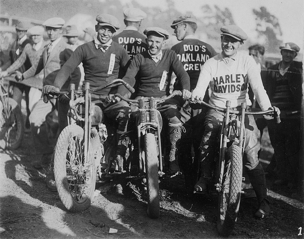 a view of an early biker club