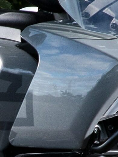 A close-up of the unique headlight on the all-new Harley Davidson Pan America