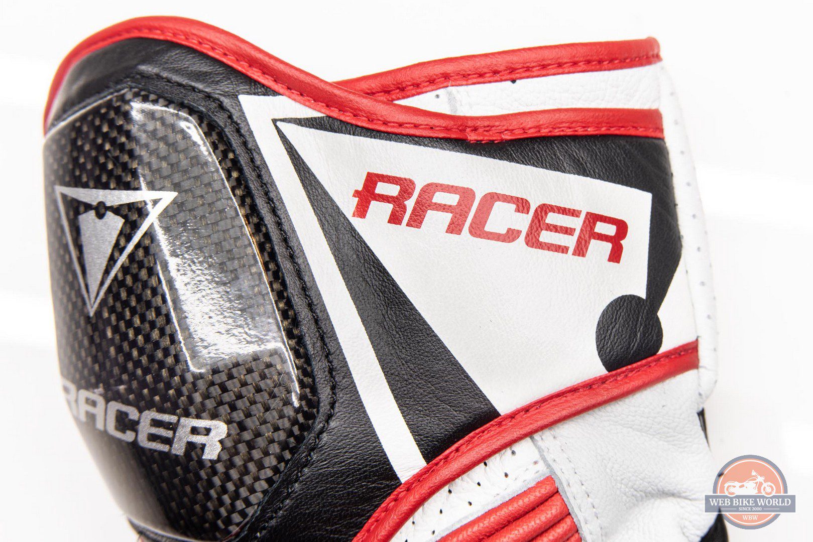 Racer logos on the gauntlet