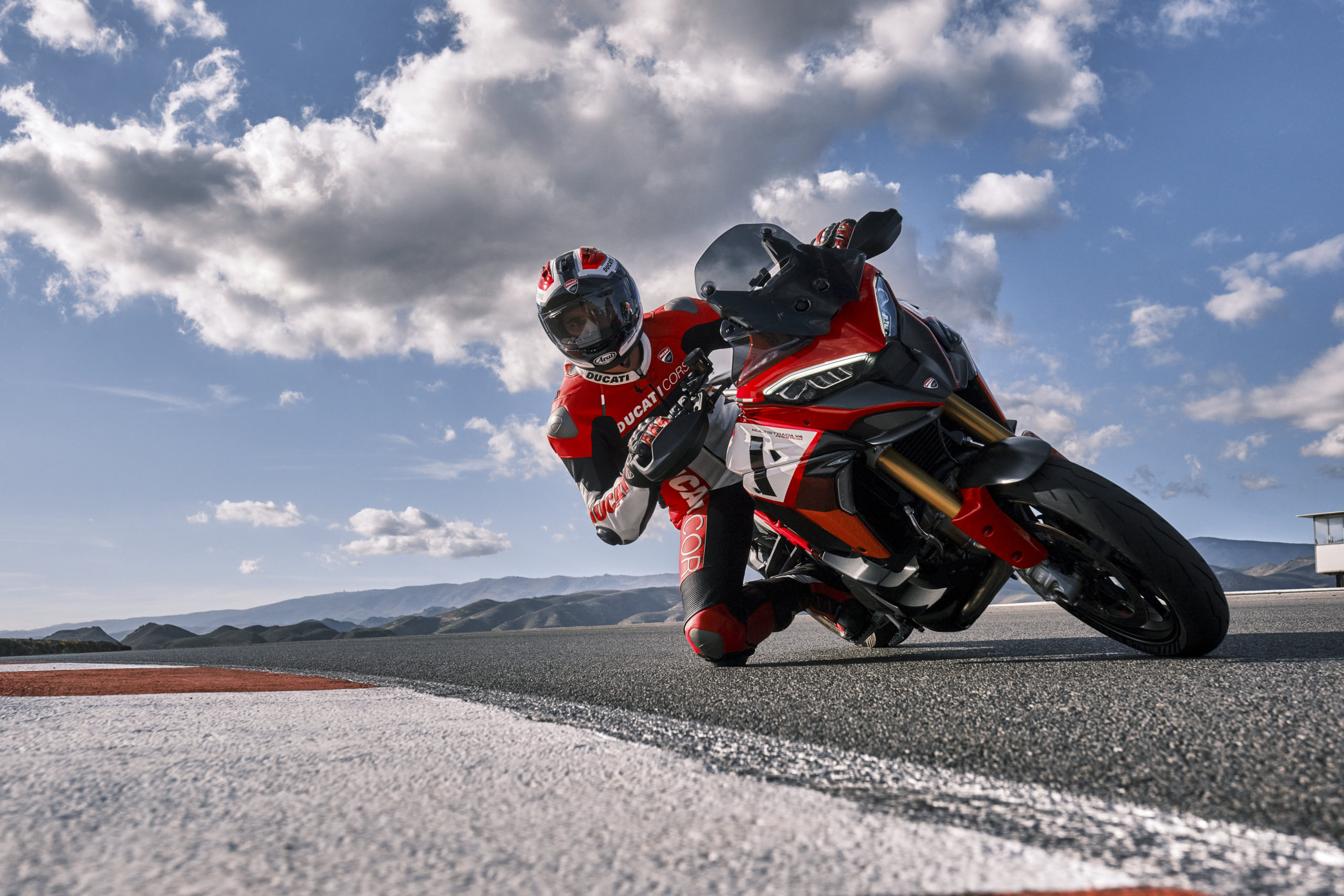 A side view of the new Multistrada V4 Pikes Peak from Ducati - the third motorcycle to be debuted in their World Premiere series
