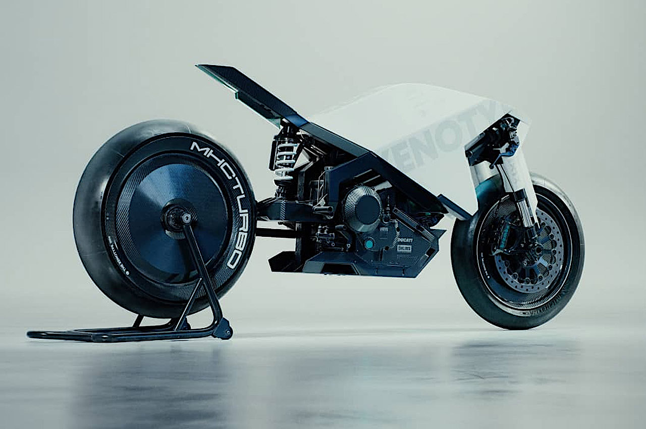 A side view of the Xenotype - a motorcycle concept born from the studios of Colorsponge and Ash Thorp