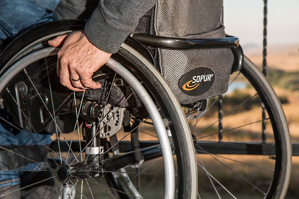 Closeup of a wheelchair