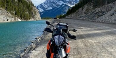 Bridgestone Battlax AdventureCross AX41 tires on KTM 790 Adventure in Canadian mountains