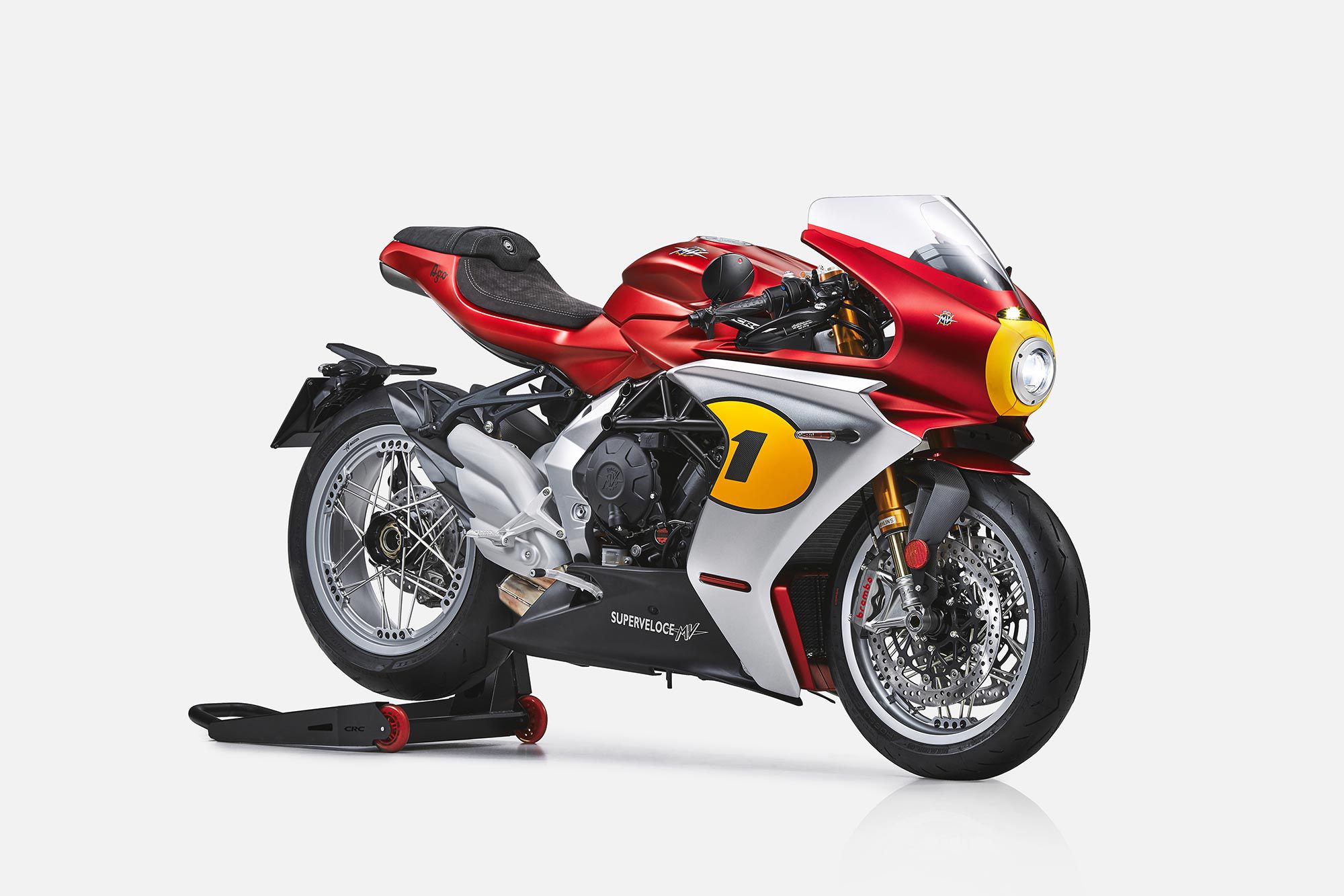 A side view of the MV Agusta Superveloce Ago