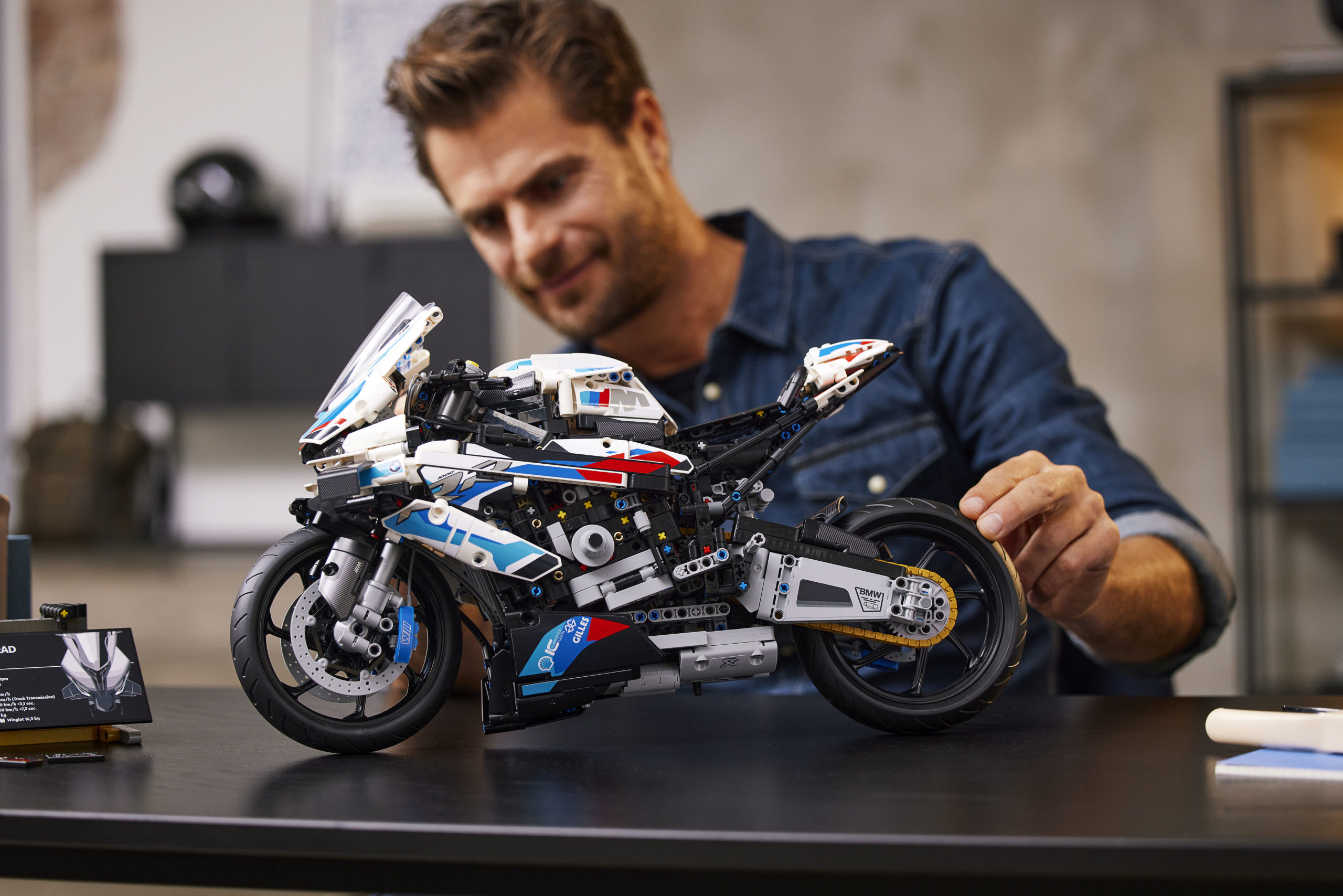 A view of the new LEGO Technic kit for BMW Motorrad's M 1000RR