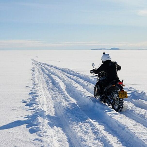 A view of #90South - an expedition to the South Pole led by Royal Enfield's bike team on two himalayans