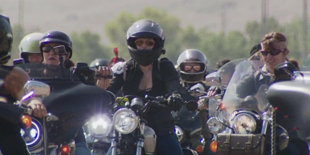 women bikers in support of record breaking