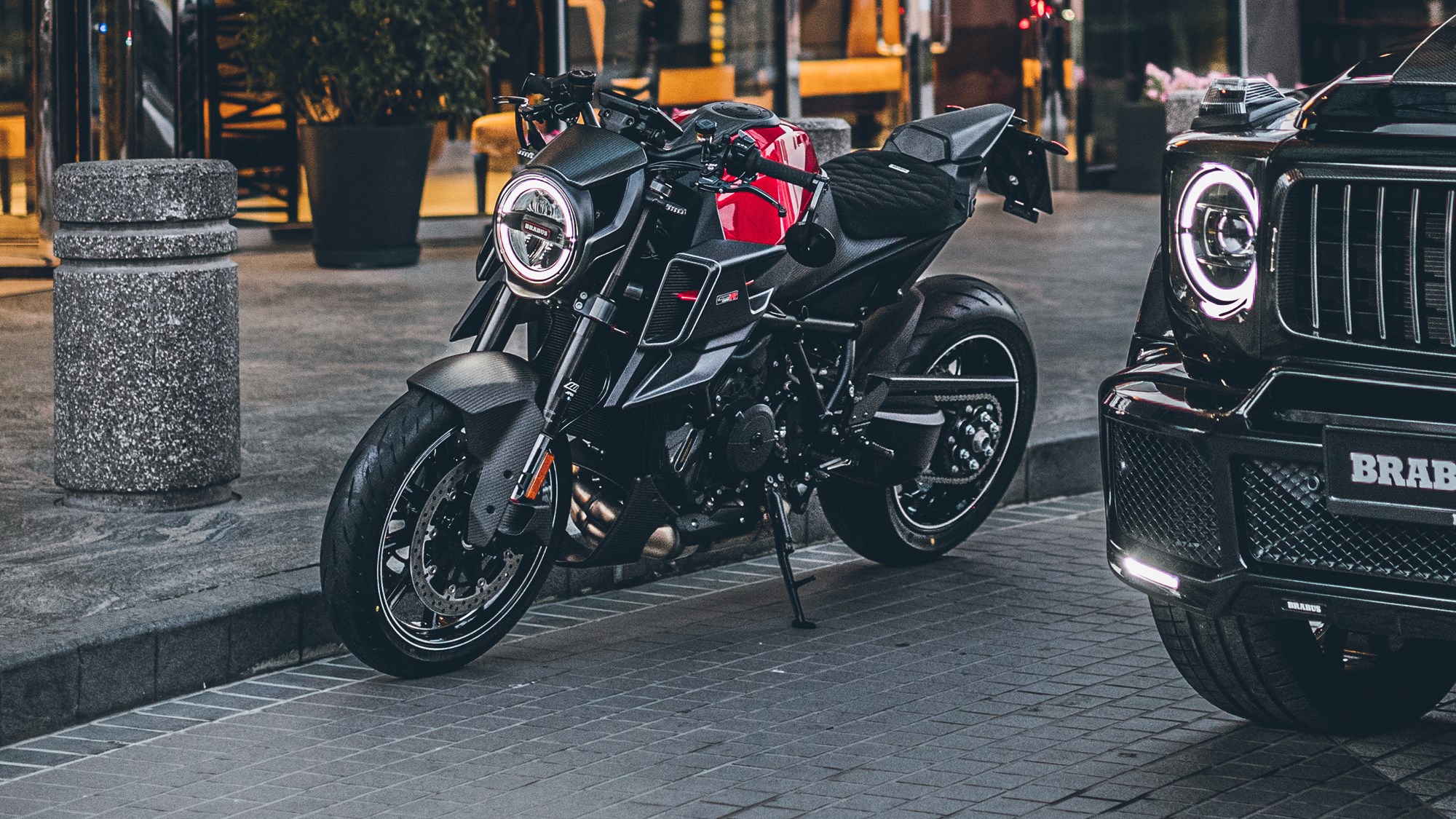A view of the Brabus 1300 R motorcycle, courtesy of KTM and Brabus