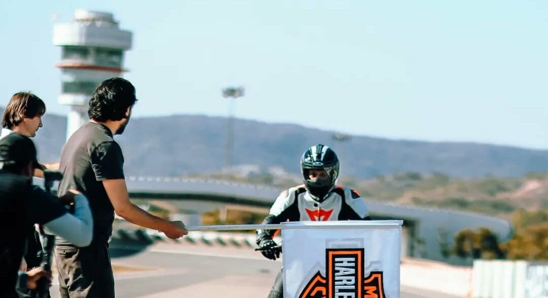 A view of the Sportster S punching through a country endurance record in Jaipur
