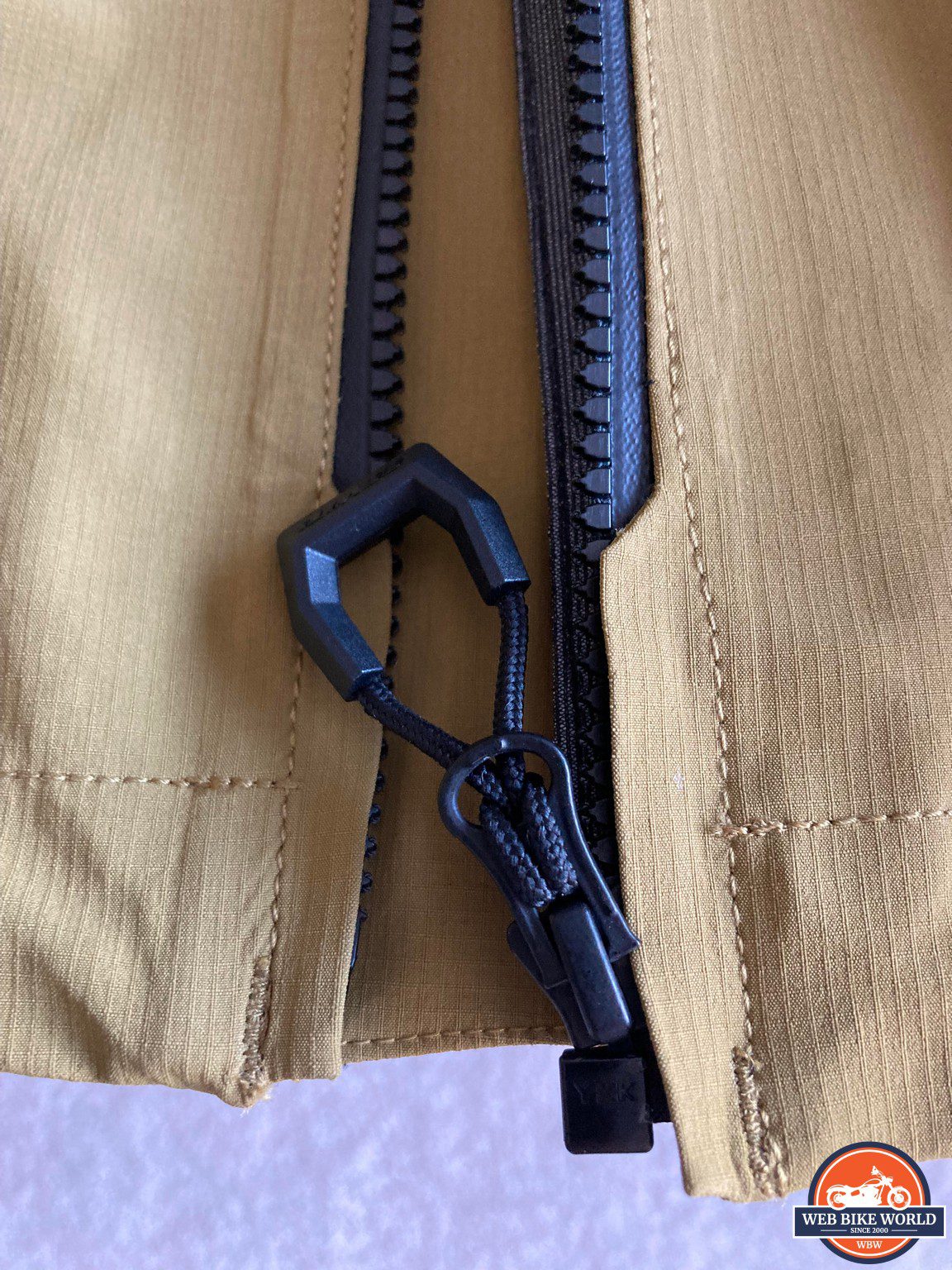 Closeup of pull zipper
