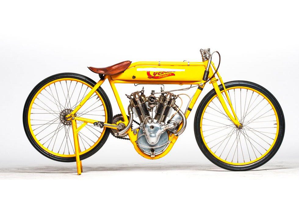 Steve McQueen's 1915 Cyclone Boardtracker photographed for auction in 2015.