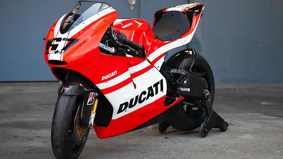 a Moto-GT-inspired 2008 Ducati Desmosedici RR, number 267 of 1,500 produced and with less than 3,500 miles on it