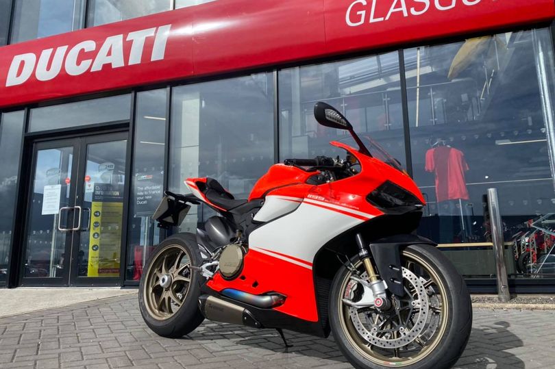 A ducati bike outside of Ducati Glasgow headquarters in Scotland