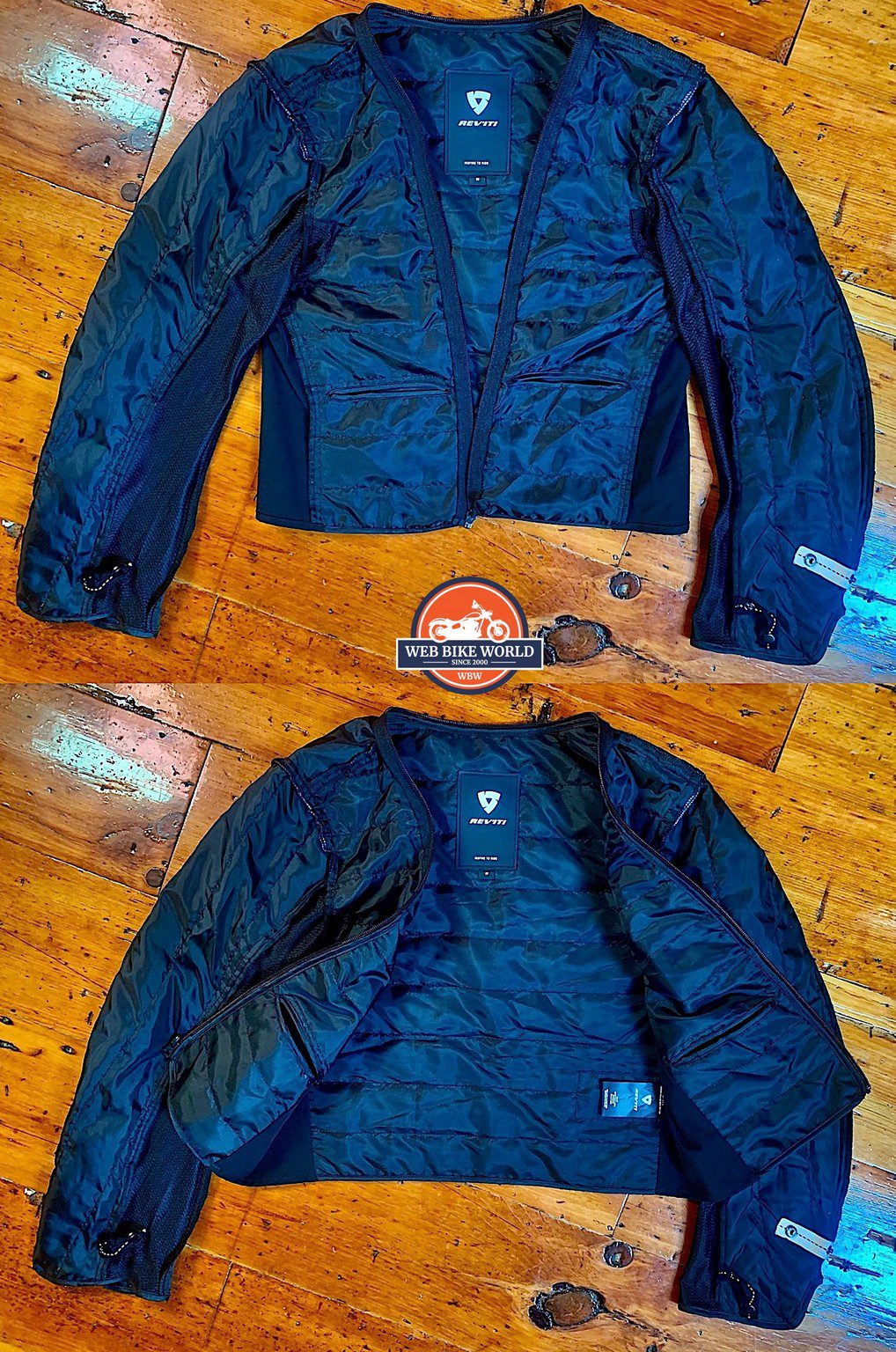 A front-and-back view of the REV’IT! Coral jacket’s lining.