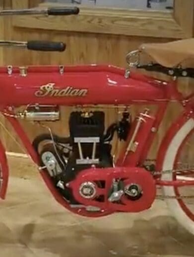 A hand-built 1910 Indian from the shop of one Raymond Quayle. Media sourced from KALLTV.