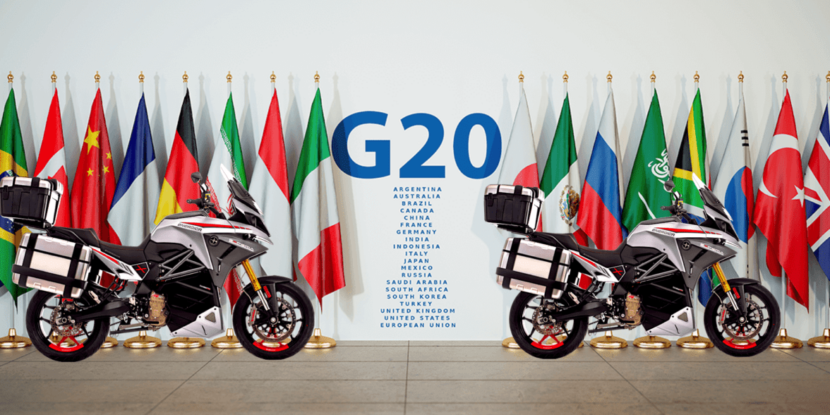 The G20 Summit in Bali will use Energica motorcycles. Media sourced from MultiNews and Energica.