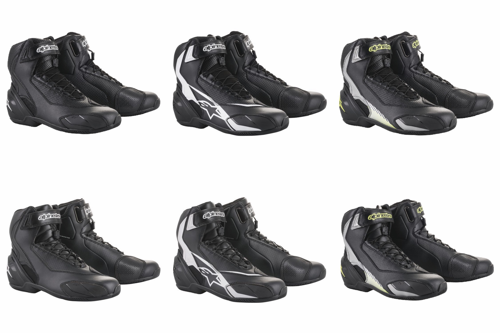Collage of Alpinestars motorcycle boots and shoes