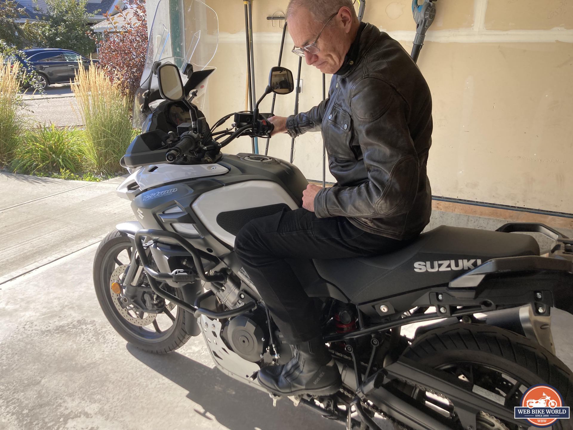 Author wearing Daytona Road Star GTX Boots while seated on motorcycle