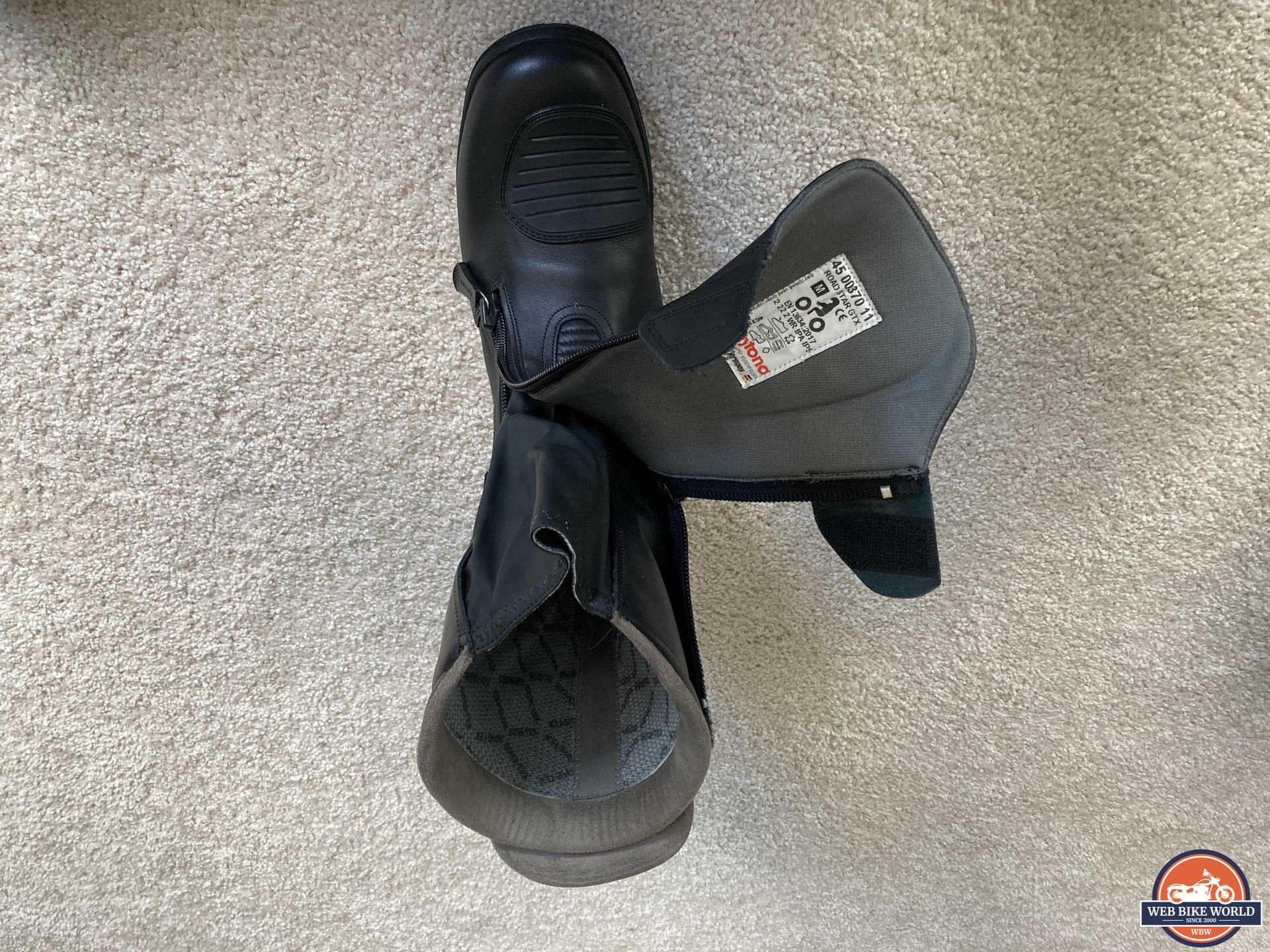 Interior of Daytona Road Star GTX Boot visible from above