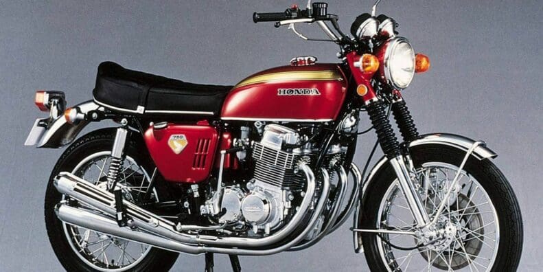 A historical photo of a Honda CB750 Motorcycle