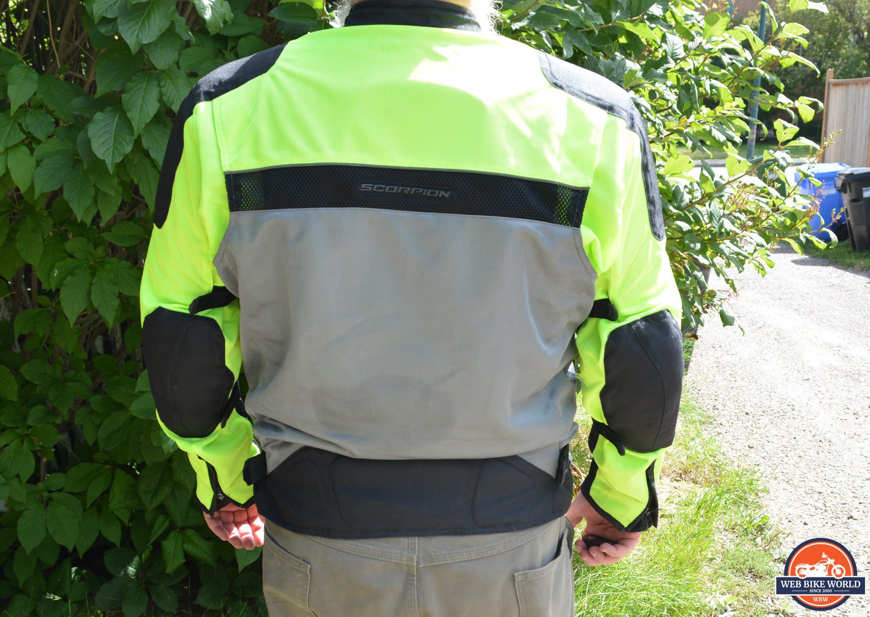 Rear of Scorpion Vortex Air Jacket on author