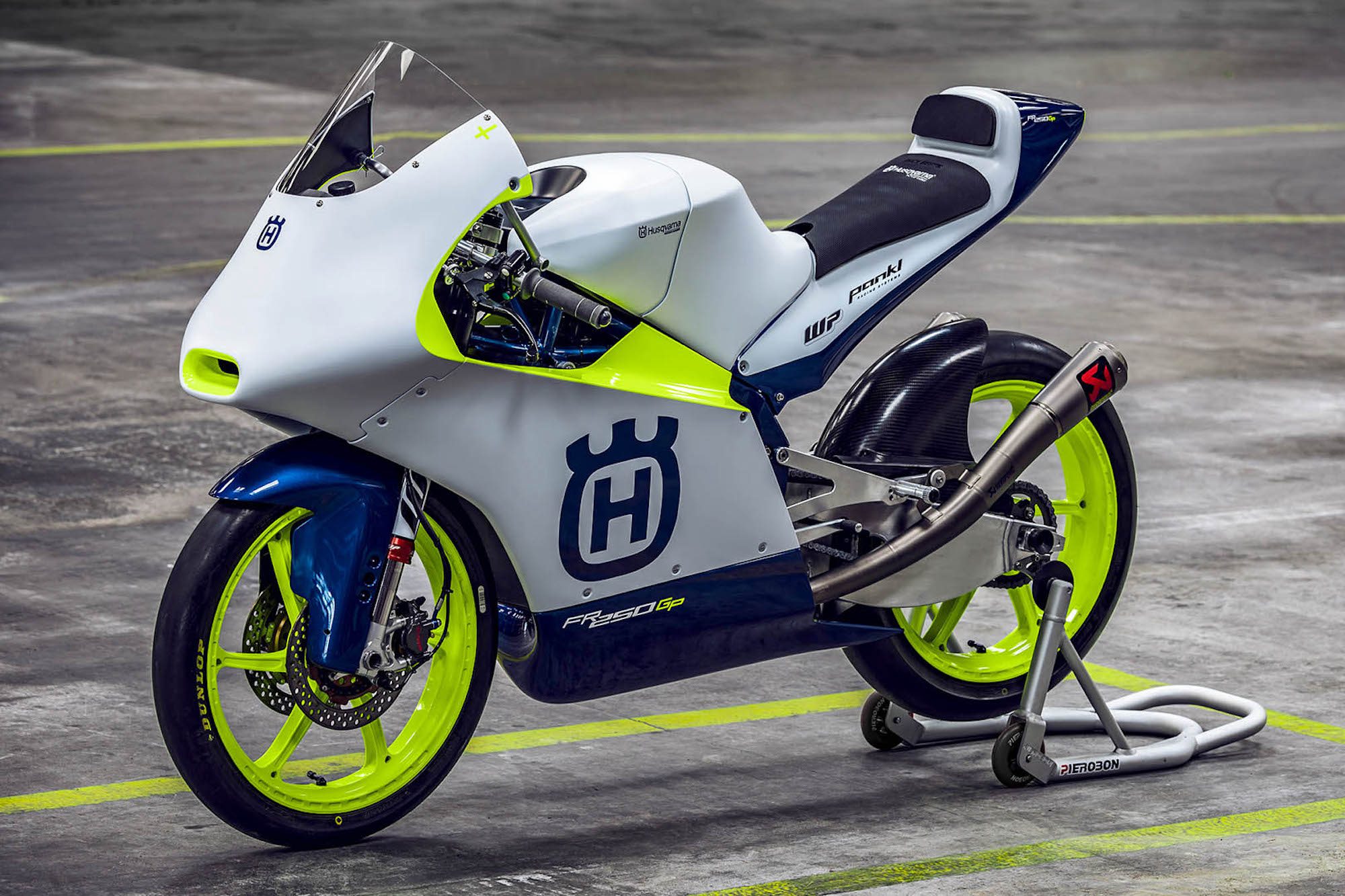 A Huskie machine, ready for the MotoGP efforts for which it was built. Media sourced from Ultimate Motorcycling.