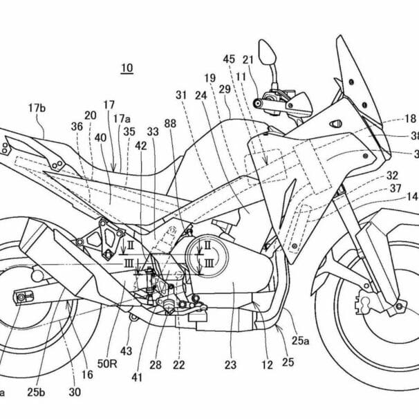 New patent images showing additional details on the upcoming Transalp XL750. Media sourced from CycleWorld.