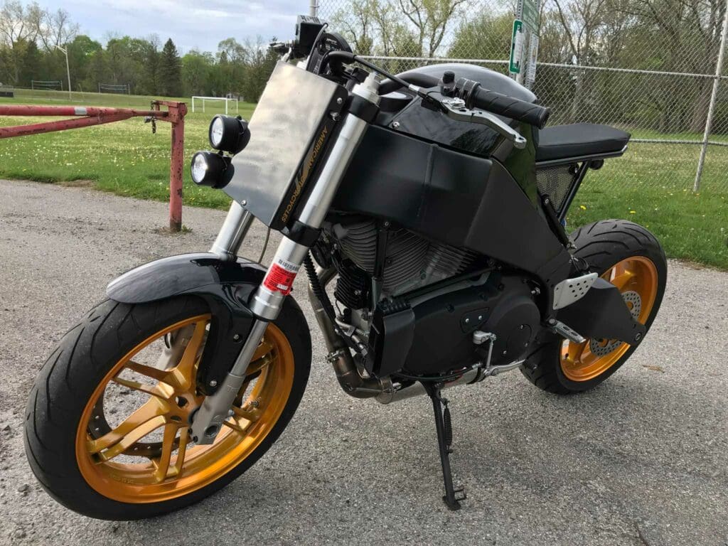 'Project Black' - a custom motorcycle that sarted out as a 2005 Buell Firebolt. All media courtesy of Handbuilt's interview with builder Nick Eckel, on Handbuilt's website.