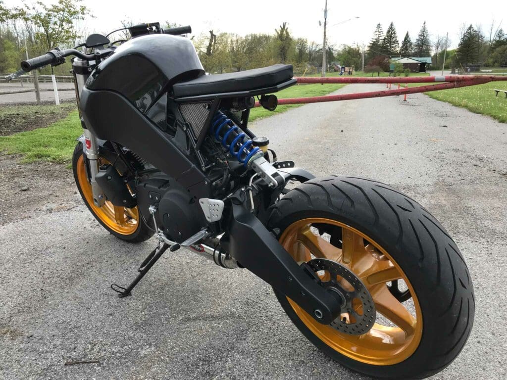 'Project Black' - a custom motorcycle that sarted out as a 2005 Buell Firebolt. All media courtesy of Handbuilt's interview with builder Nick Eckel, on Handbuilt's website.