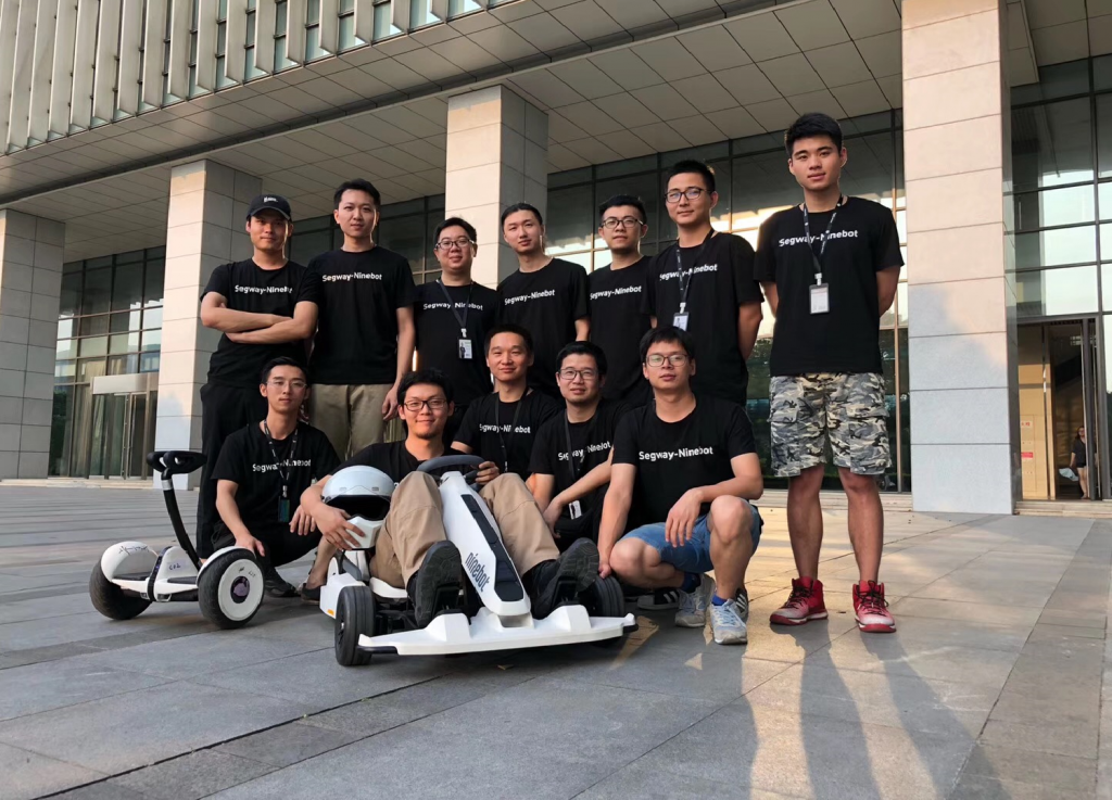 Ninebot company team picture with Gokart kit and Ninebot S