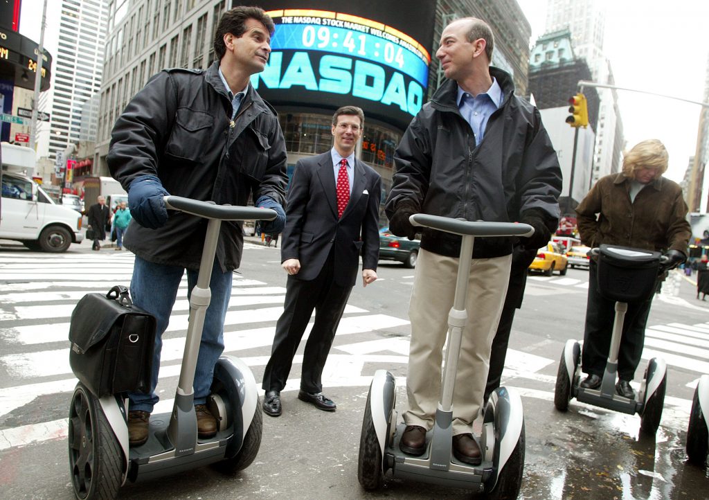 Segway creator Dean Kamen rides Segway PT with group in New York