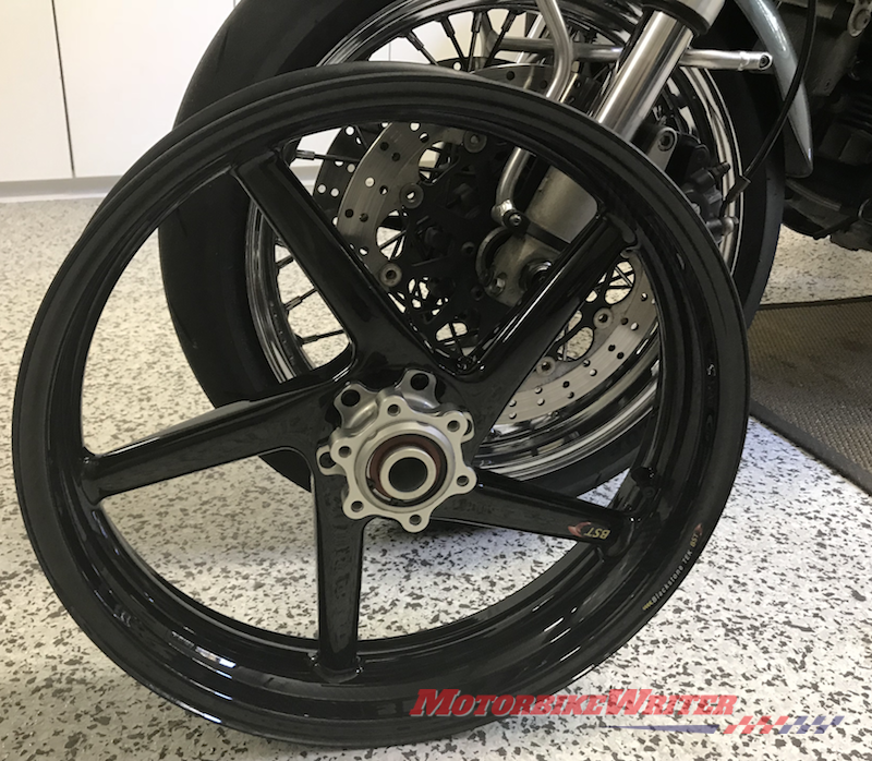 Blackstone TEK Black Diamond carbon fibre wheels for Ducati GT1000 fitting Oliver's Motorcycles hype